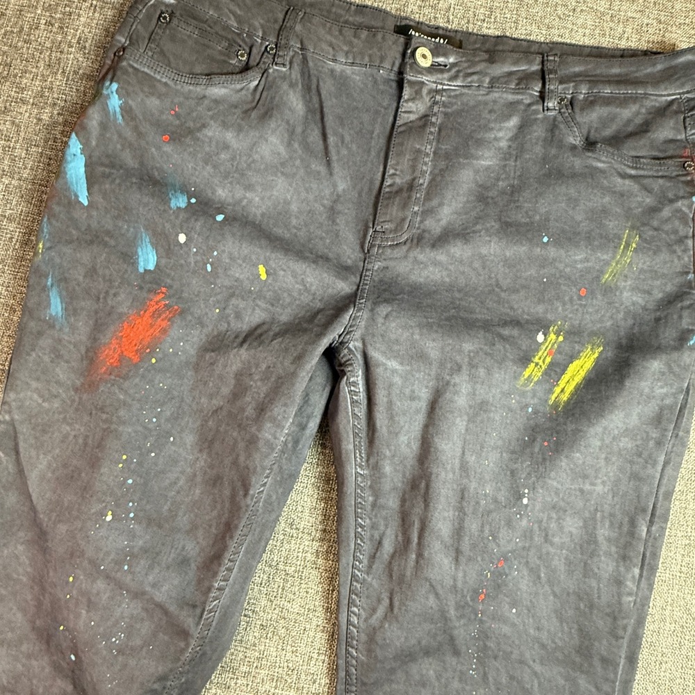 Mens Serenade Jeans‎ | Size 43 | Grey Paint Splatter Artistic Denim Pants
